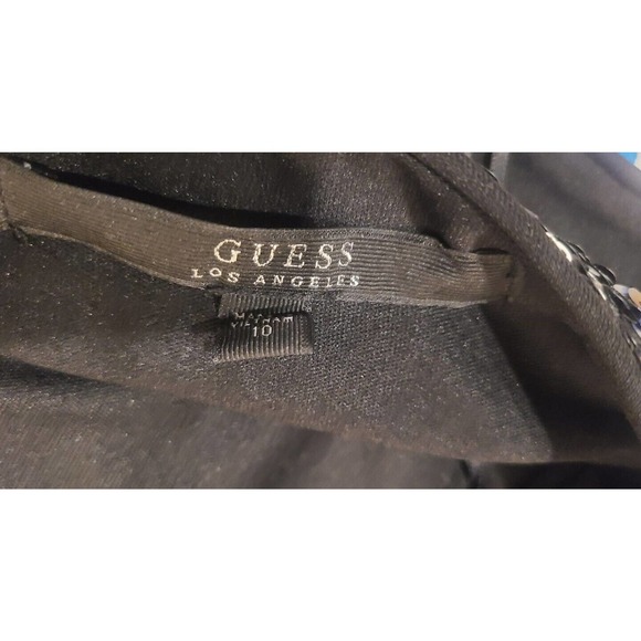 GUESS Women's Cocktail Dress Size 10 Black Silver Cheetah Sequin Mini Sh… - Picture 4 of 10